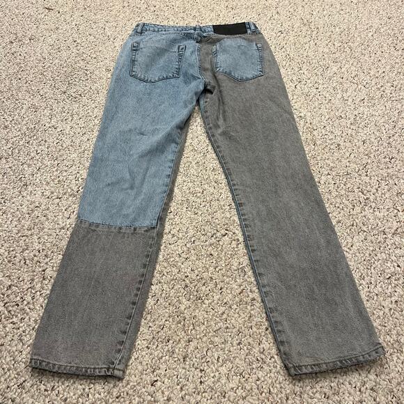 One Teaspoon Truckers Mid Waist Straight Leg Jeans Mismatched Sz 27 Colorblock - Picture 5 of 7